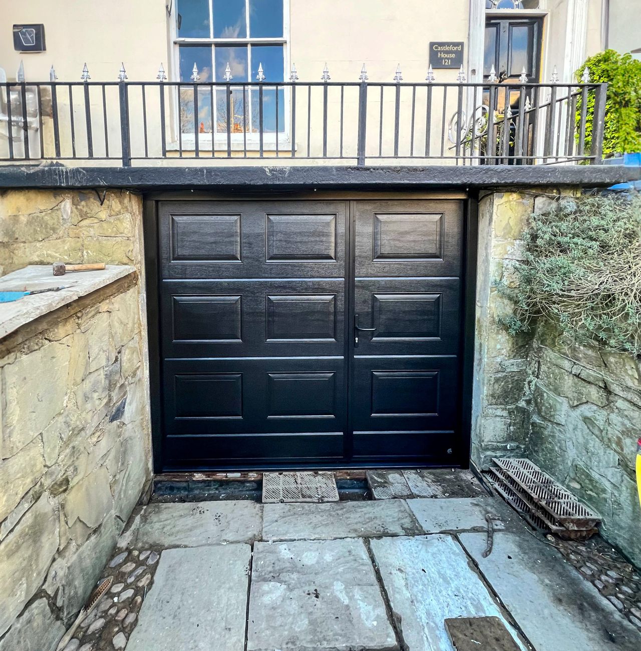 Pair of Ryterna side-hinged garage doors installed on a Thames Valley home